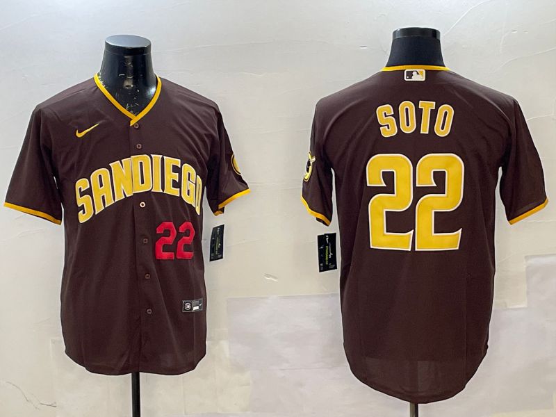Men San Diego Padres #22 Soto Brown Game 2025 Nike MLB Jersey style 4->san diego padres->MLB Jersey